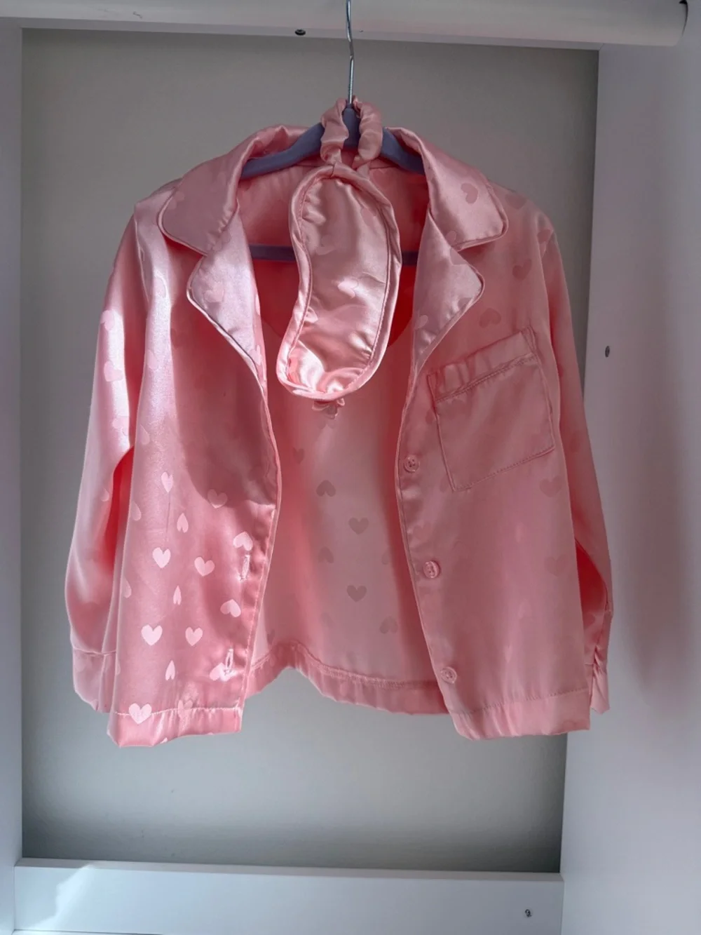 Pink Heart Satin Kids Pajama Set - Brand